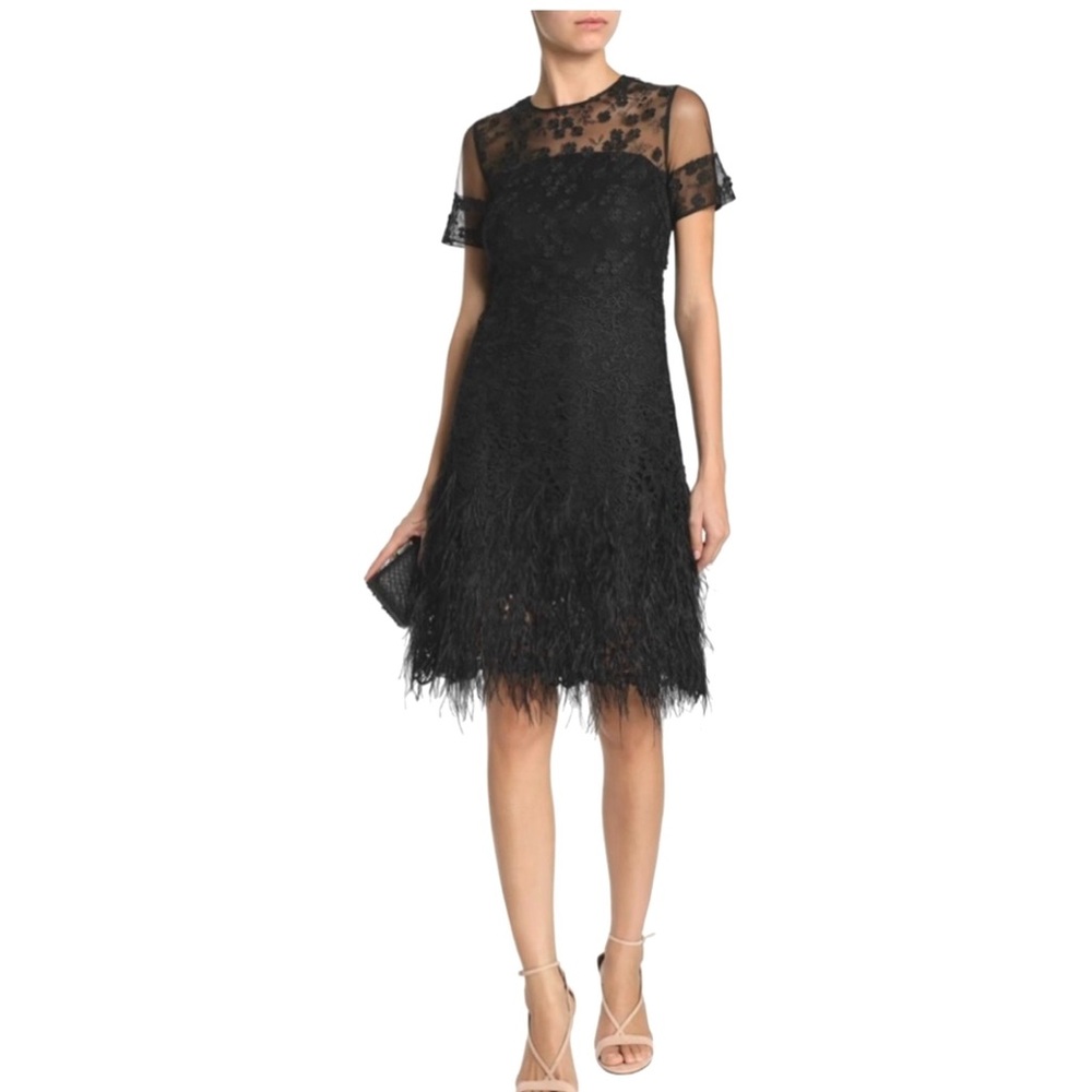Elie Tahari Black Lace Midi Dress